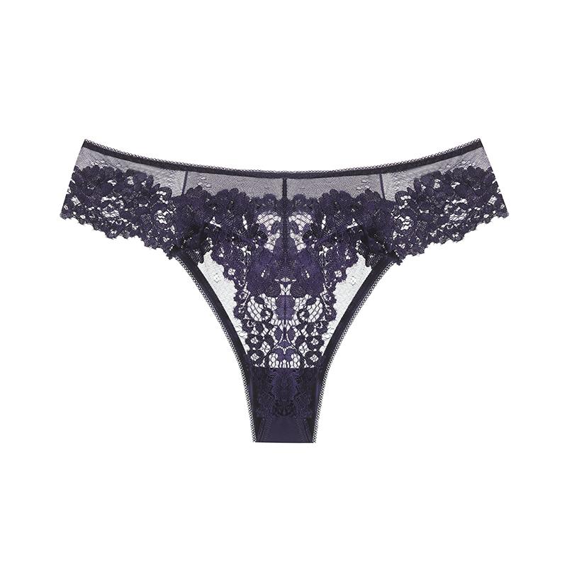 Sexy Panties Women Lace Low-waist Solid Sexy Briefs Embroidery Thong Transparent Hollow Out Underwear Female G-String