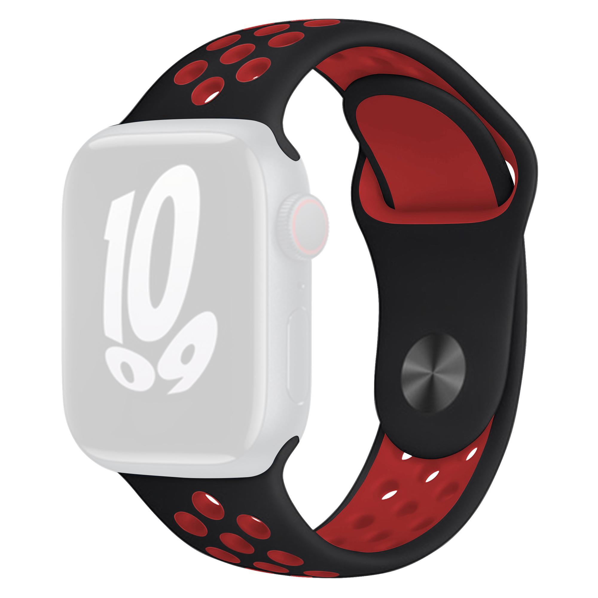 

KALEBOL Розмір S/M Ремінець для Apple Watch Series 10 42 мм/9 8 7 41 мм/SE (2023) SE (2022) SE 6 5 4 40мм/3 2 1 38мм Силіконовий ремінець для годинника Black+Red