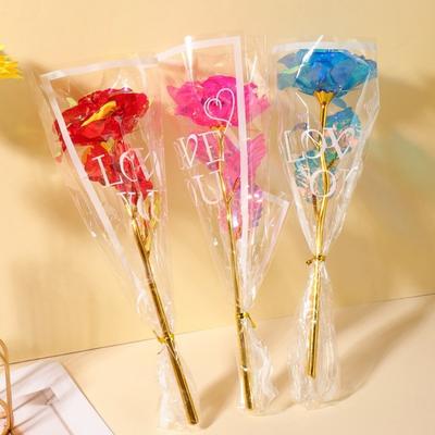 Glowing Gold Foil Rose Flower Colourful LED Lights Artificial Rose Flower Photography Props Mother's Day Gifts