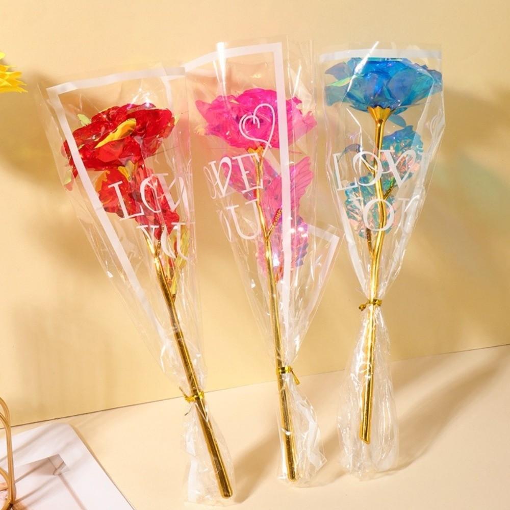 LED Lights Gold Foil Rose Flower Glowing Wedding Fake Flower  Valentine's Day