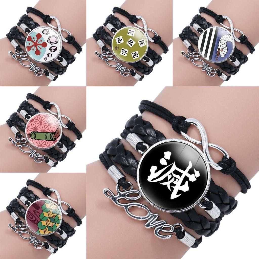 Slayer Demon Bracelet Anime Peripheral Multi Storey Handmade Black Gift Leather