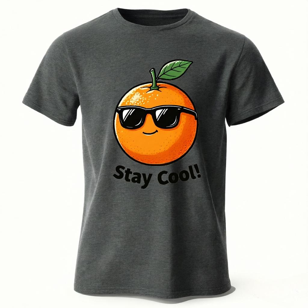 Stay Cool Cool Orange with Sunglasses Graphic TShirt Unisex Women White Casual Summer Tee