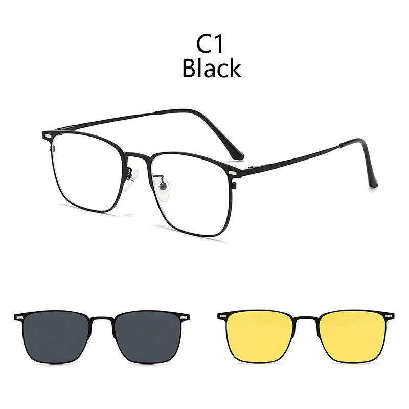 3 In 1 Polarized Magnetic Sunglasses Men Clip On Glasses Women Shade Driving Prescription Myopia Optic Frame No Diopter