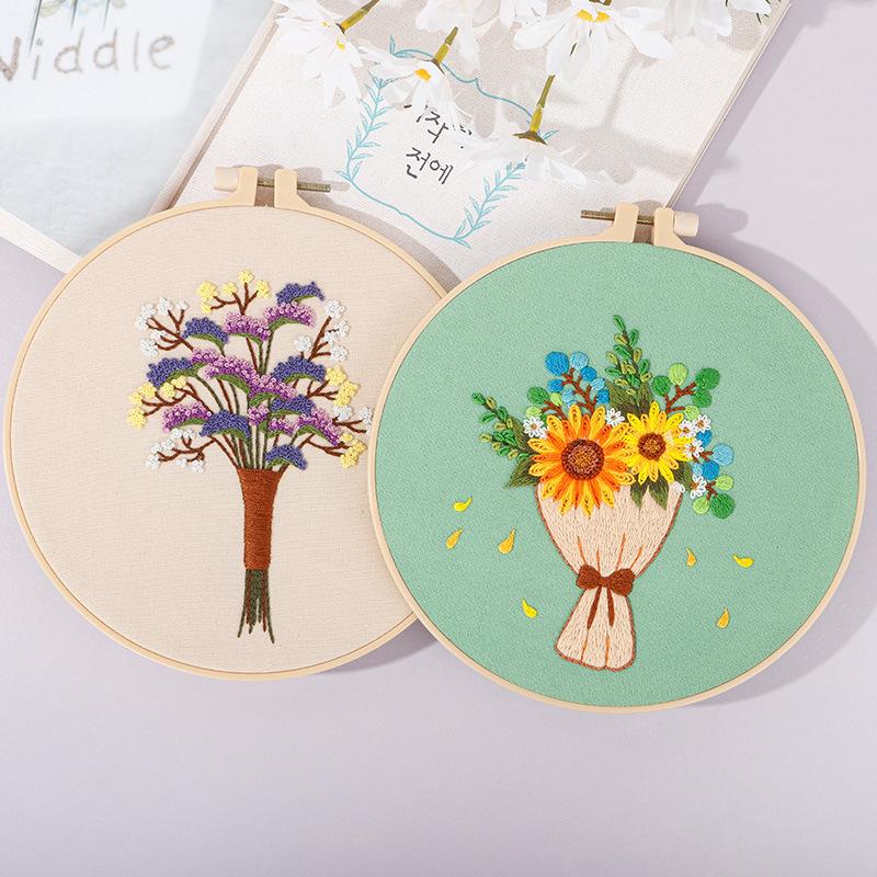 Diy Handmade Embroidery Material Package, New Love Message, Bouquet Work In Progress Kit