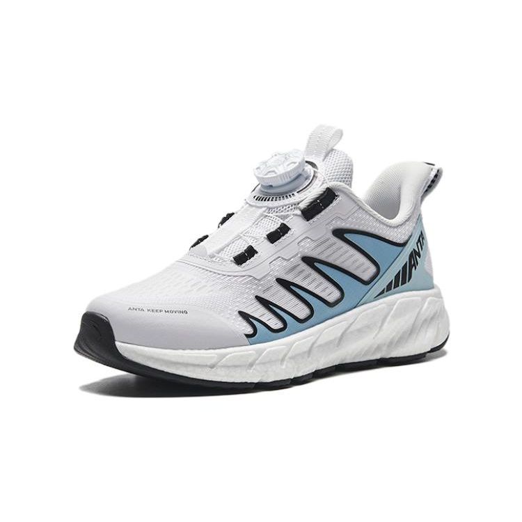 Anta Kids Comfortable Versatile Non-Slip Anti-Kick Shock Absorbing Wear-Resistant Casual Shoes Kids Casual Shoes White Gray Blue 312328802-9