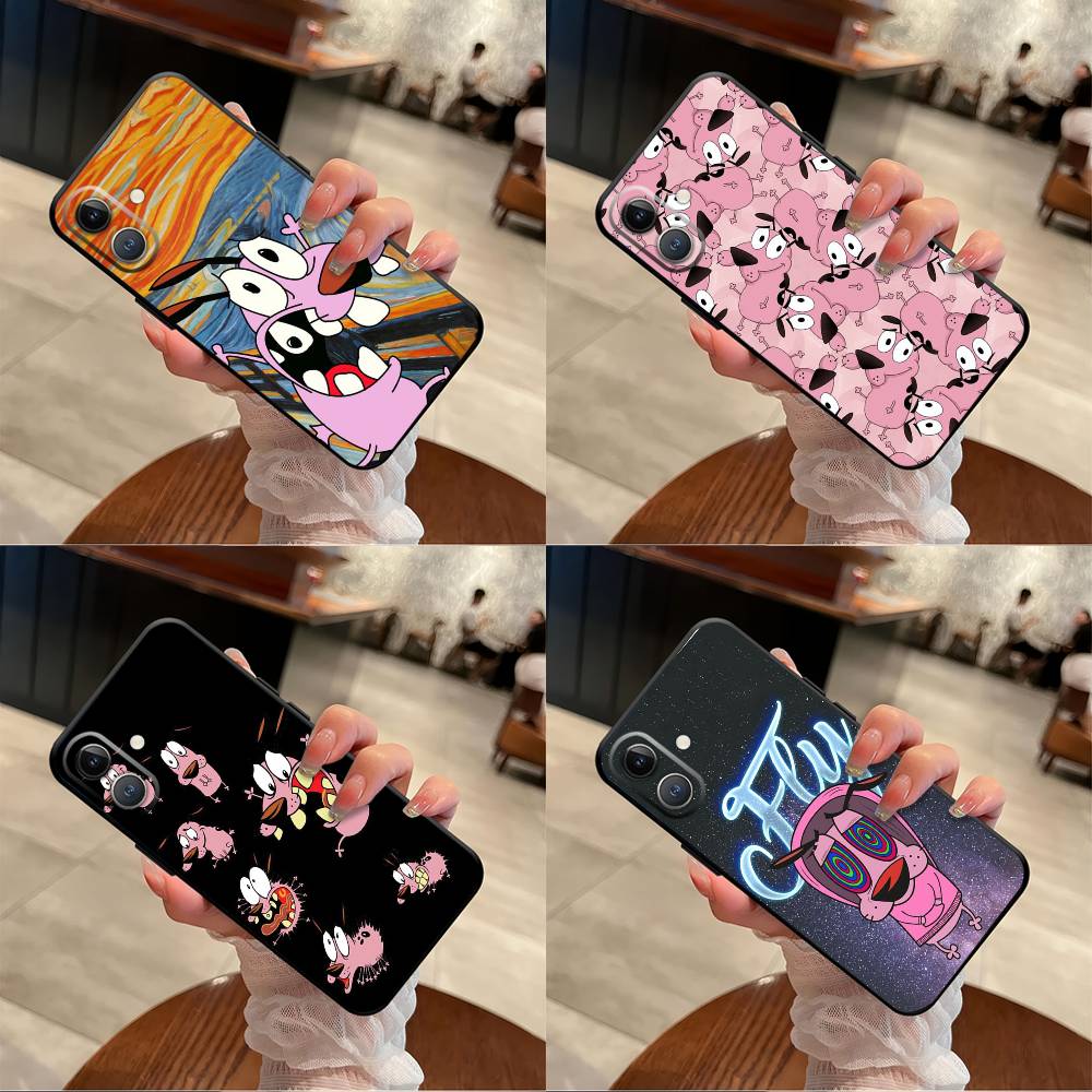 Cartoon Courage The Cowardly Dog-G For iPhone 13,17,11,12,16,14,15,Plus,Pro Max Soft Silicone Black Phone Case