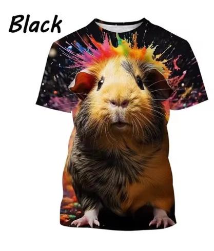 Süßes Hamster-Muster T-Shirt, 3D-bedrucktes kurzärmeliges T-Shirt für Herren und Damen, extra große Größe Hip-Hop T