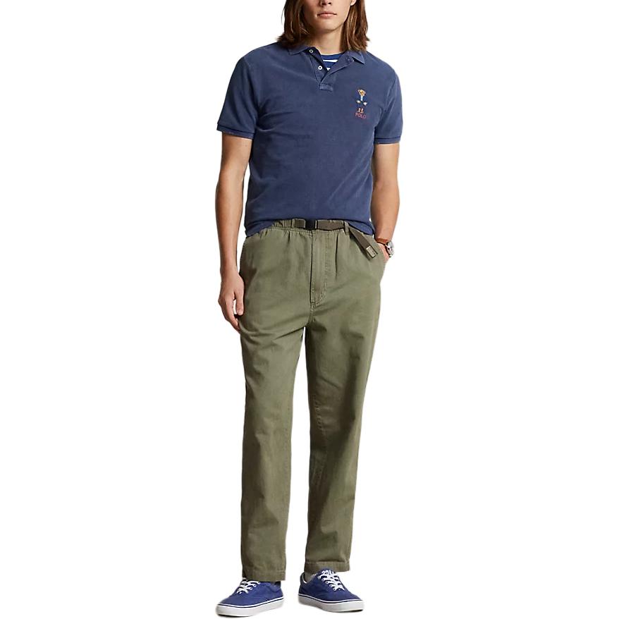 Polo Ralph Lauren Solid Color Logo Embroidered Loose Fit Straight Leg Casual Pants Men bottoms Green 710917138-004