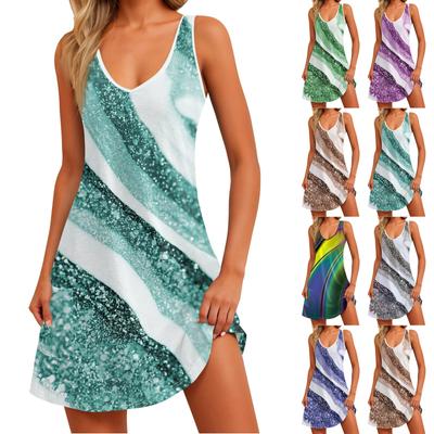 Women's Casual Sundress With Pockets Summer Boho Beach Dress Floral Blouses For Women T-Shirts Dress V Neck Loose Tank Dresses