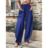 Women's Solid Color Casual Pants with Pockets and Elastic Waist.