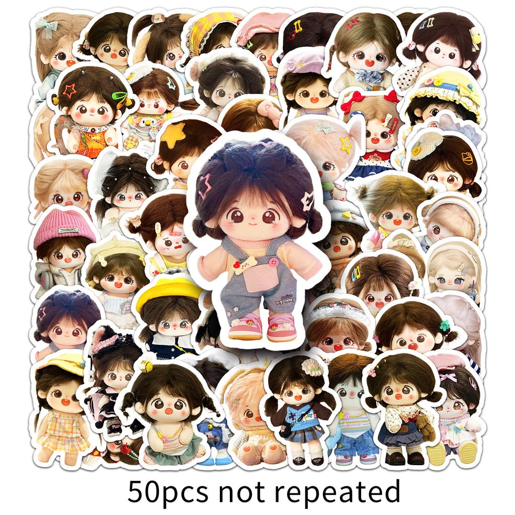 50 Cotton Doll Graffiti Stickers Cartoon Cute Doll Decorative Mobile Phone Case Water Cup Small Mochi Stickers