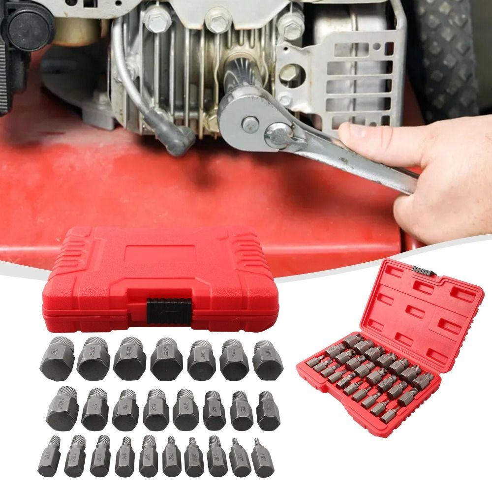 

25PCS Chrome Molybdenum Steel Damaged Screw Extractor Screw Remover Set Removing Stripped