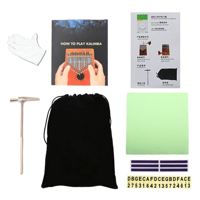 Kalimba 17 Keys Thumb Piano with Study Instruction & Tune Hammer Wood Finger Piano for Kids Adult Beginners Professional