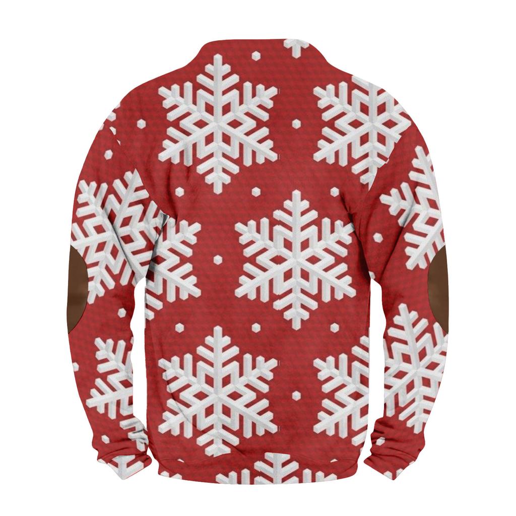 Men's Buttoned Sweatshirt With European And American /winter Printed Long Sleeved Sweatshirt