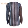 Damen-Oberteile, Rundhalsausschnitt, Langarm, Pullover, Tops, Streifendruck, Spleißdesign, lässig, lockeres T-Shirt für den Alltag