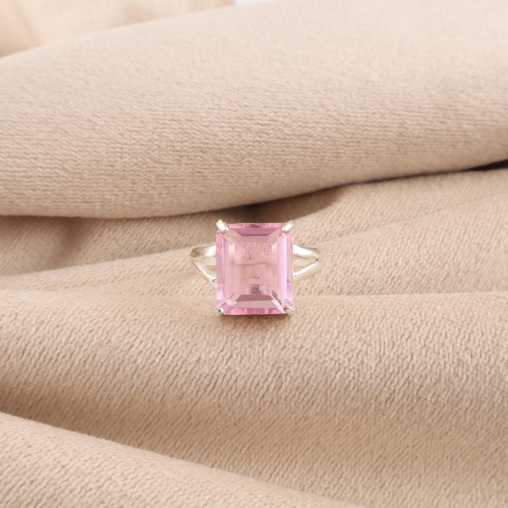 Morganite Gemstone Silver Promise Ring, 925 Sterling Silver Handmade Jewelry For Love RR-86-4