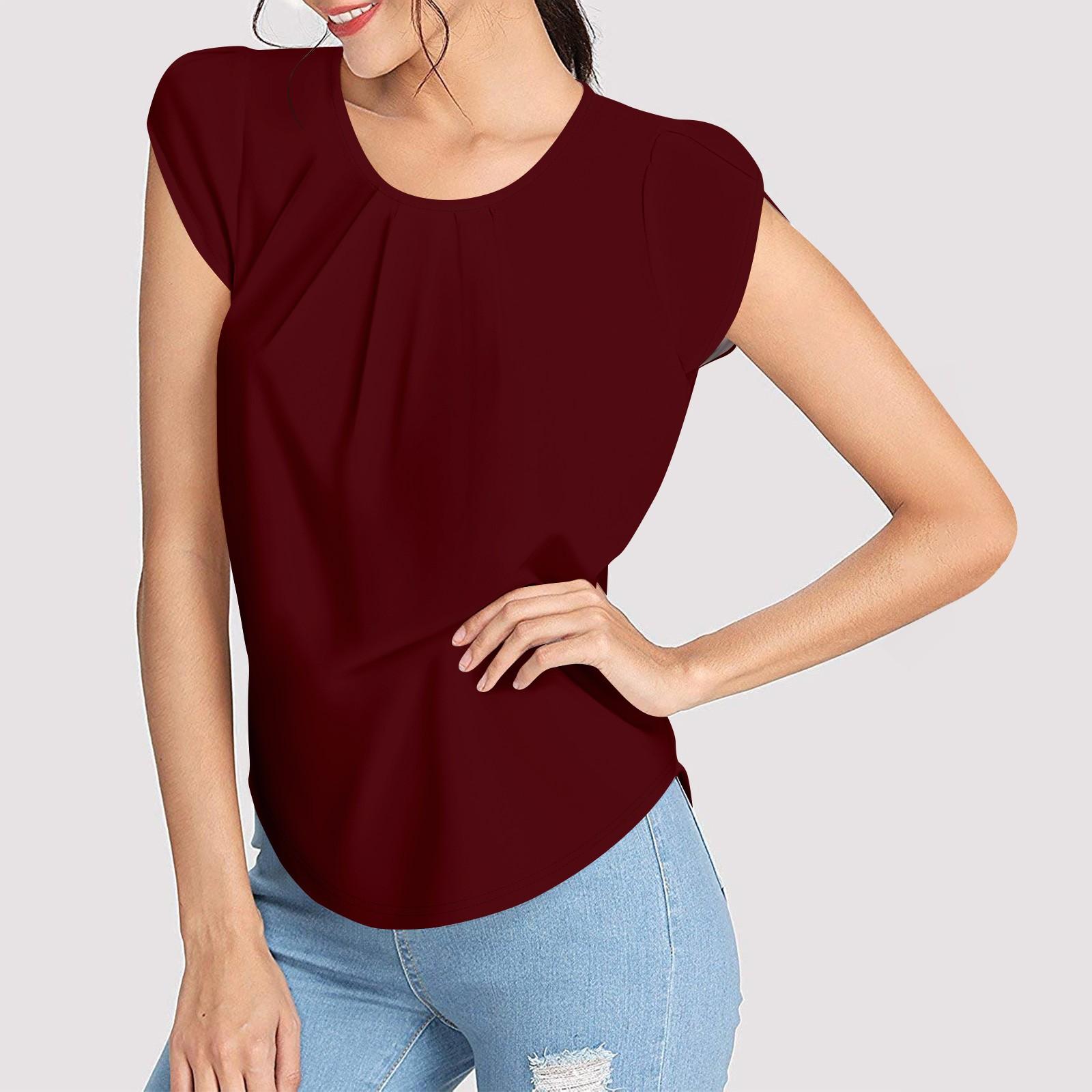 

Женские модные повседневные топы с короткими рукавами и круглым вырезом на пуговицах с принтом L