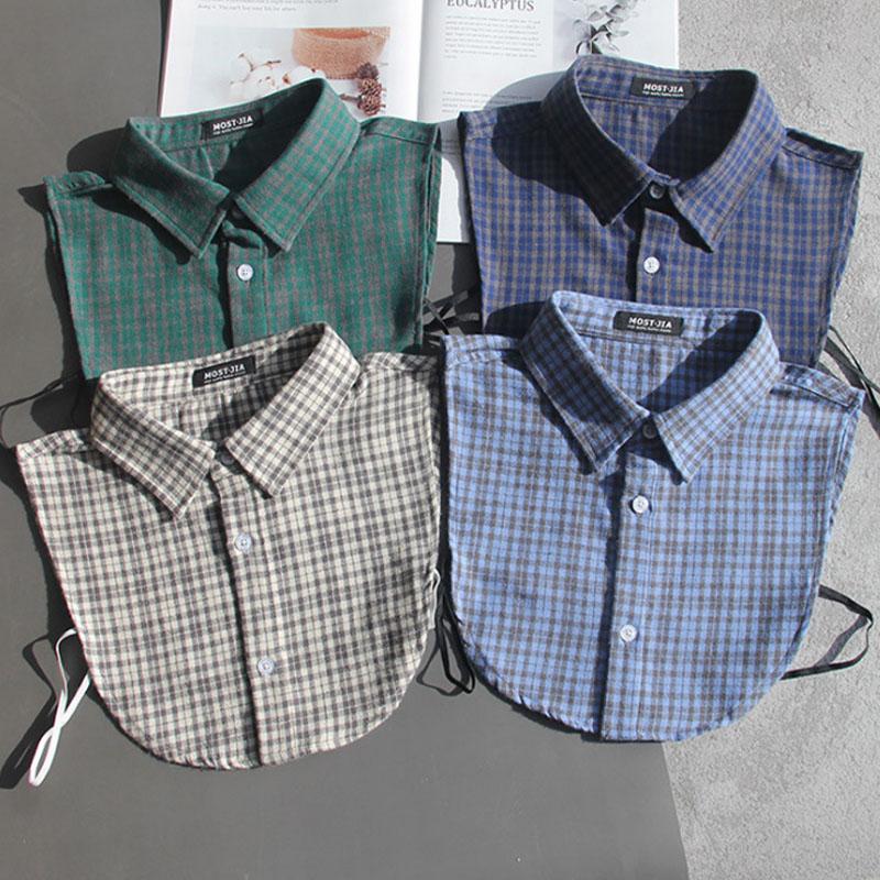 Plaid Fake Collar Shirt Children Print Collares Mujer Cotton Detachable Collar Choker Kids Boys Girls Removable Half Shirt