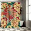 Vibrant Floral Shower Curtain Modern Geometric Design for Bathroom Decorations Green Red Yellow Flowers Waterproof Fabric with H
