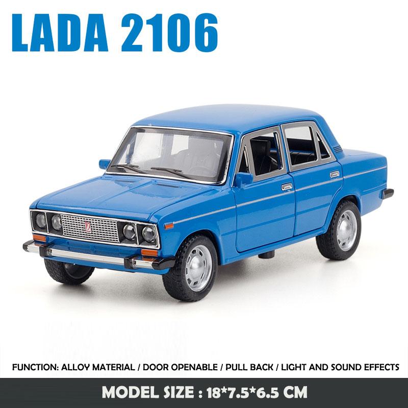 Simulation 1:24 LADA Vintage Car Model Die Casting Metal Toys Vehicles Sound and Light Children Boys Gift Voiture Miniature
