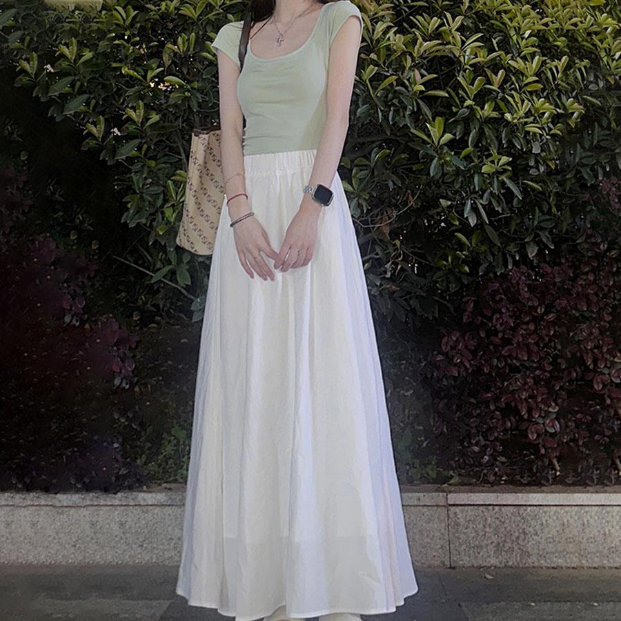 Damen Frühling/Sommer Weicher Stil Weiß High-Waist Slim-Fit Midi-Rock - Eleganter Femininer Halbrock