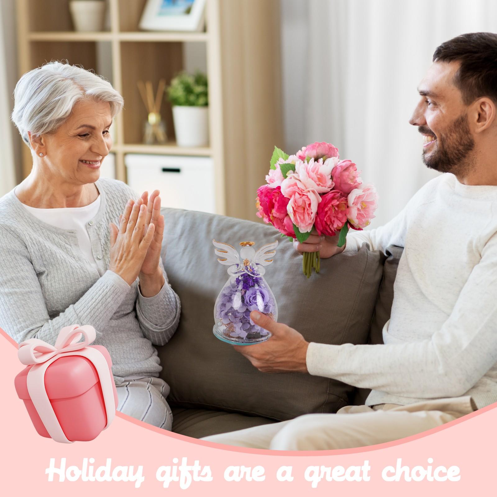 

Mother s Day Flowers Gifts For Mom,Preserved Flowers Glass Figurines With Preserved Red Rose,Anniversary Birthday Gifts For Women Wife Her One Size фиолетовый