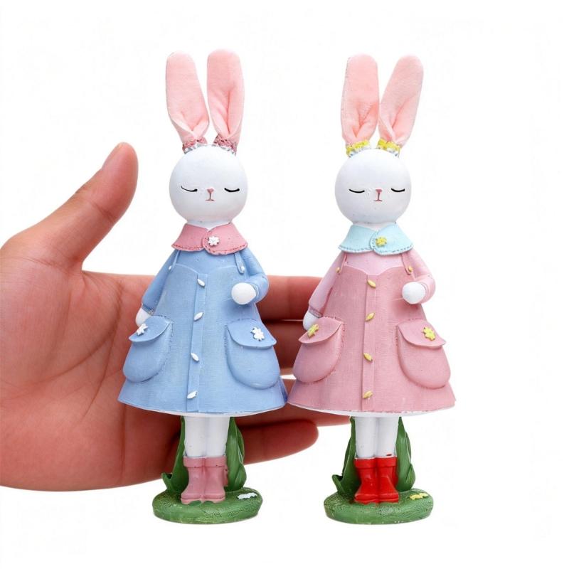 Seasonal Rabbit Sculpture Durable Resin Accessory Seasonal Home Ornament Ideal For Easter Gathering And Display