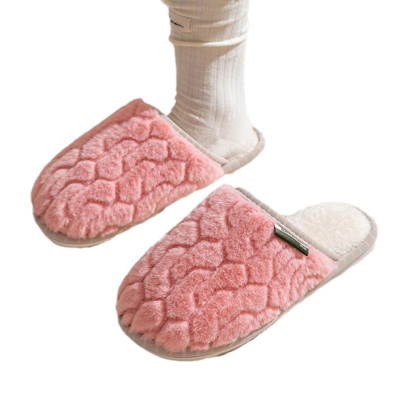 Women's and Men's Plush Non-Slip Cotton Slippers - Indoor Warmth for Spring, Autumn, and Winter