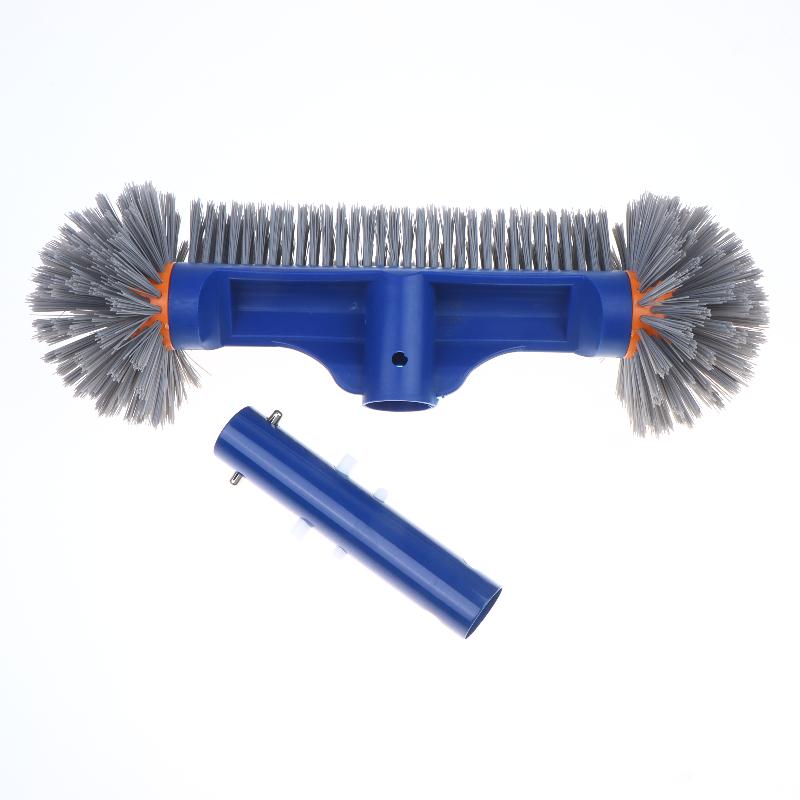 13" Heavy Duty Pool Brush Head High Strength Bristle Detachable Aluminum Handle for Tough Dirt Removal