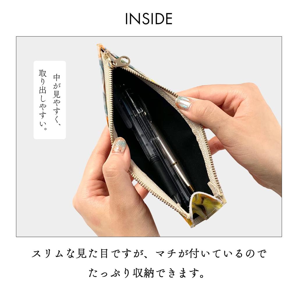 Pencil Pencil Genuine Pen Writing Made In Flower Pattern Yellow Case, Case, Leather, Leather, Holder, Stationery, Implements, Compact, Slim, Italy,