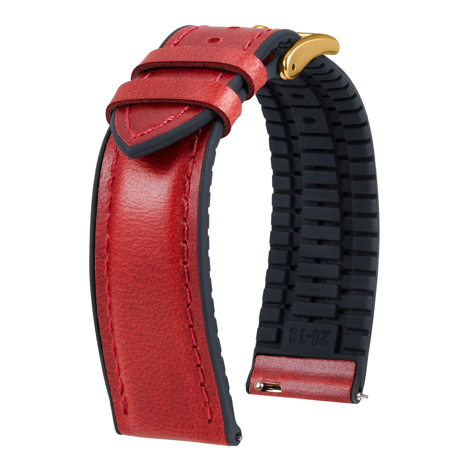 

[BINLUN] Leather Watch Strap, Quick Release, Leather, Watch Band, Inner Silicone, Breathable, 21 mm