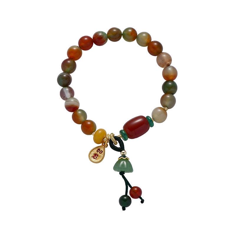 Lotus Pod Ethnic Style Ruyi Bracelet - Natural Stone, Chinese Influence, Women’s Autumn/Winter Gift