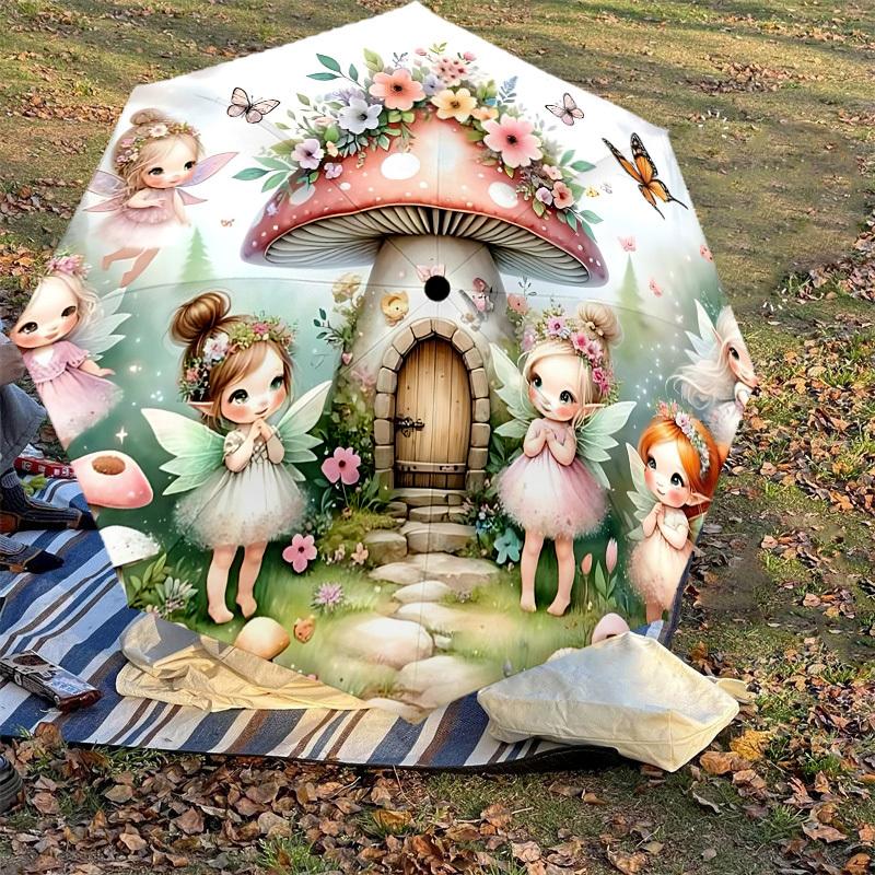 1PC Fairy mushroomAutomatic Open/Close Umbrella with Windproof, 8-Rib Sturdy Canopy, Durable Ribs, Fashionable Design1245A