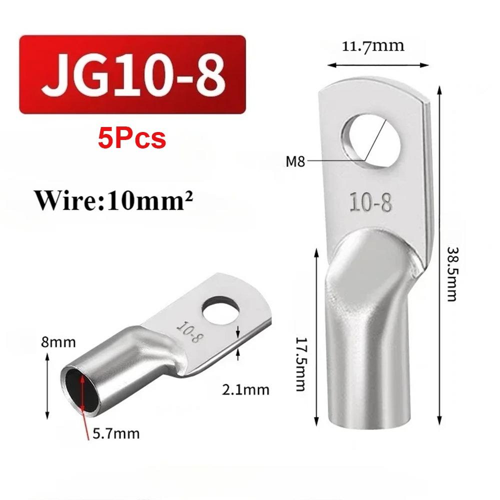 5Pcs 14-2AWG Tinned Copper Cable Lug JG Series Battery Cable Terminal  for Power Wire Crimping