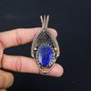 Aufwendiger Lapislazuli-Edelstein, reiner Kupferdraht, umwickelt, handgefertigter Anhänger-Schmuck