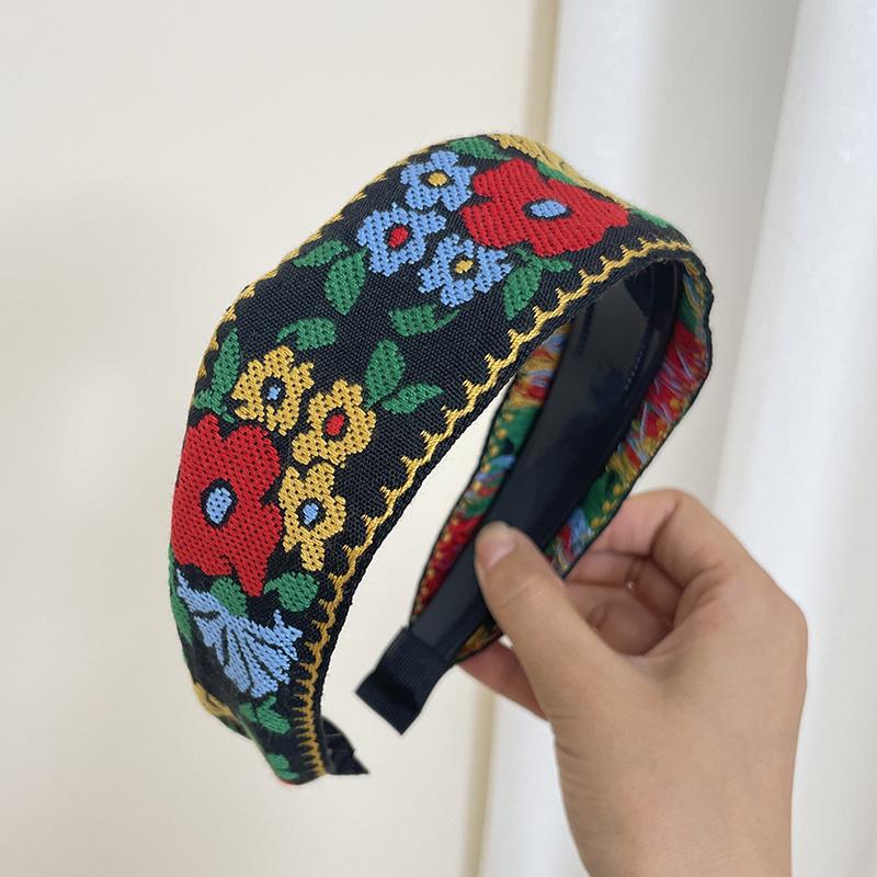 Bøhmisk Stil Broderi Pannebånd Etnisk Bredbremmet Hårbøyle Blad Blomstermønster Hårtilbehør Hodeplagg