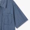 Studio Tomboy Pinstripe Denim Belted Short Sleeve Dress 9176341987