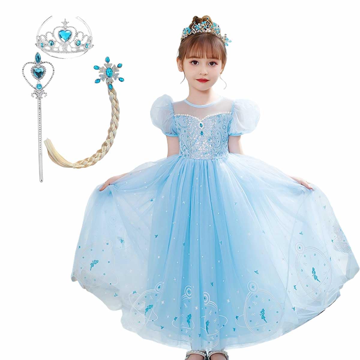 

[monoii] Princess Dress, Kids Snow Queen Costume for Halloween, Girls