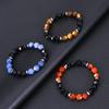 10mm Facettiertes Kristallachat, Schwarzer Obsidian & Tigerauge Stein Armband für Männer & Frauen
