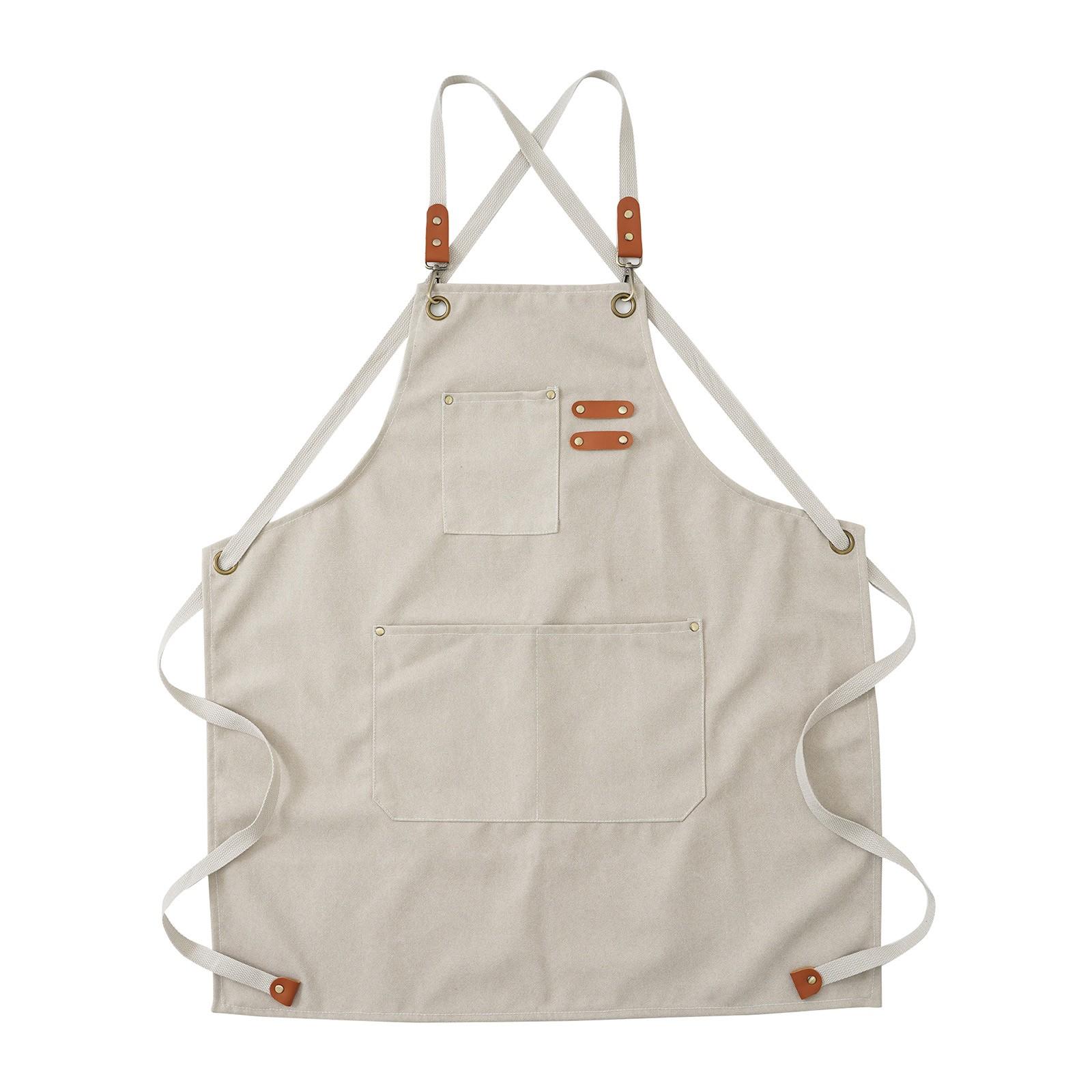 

Толстый холщовый фартук для кухни, кофейни, салона, работы, деревообработки, сада, джинсовые подтяжки, хлопковый фартук One Size бежевый