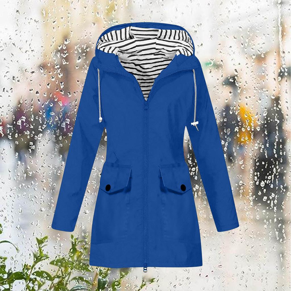 Women's jacket hooded lightweight outdoor long hooded windbreaker