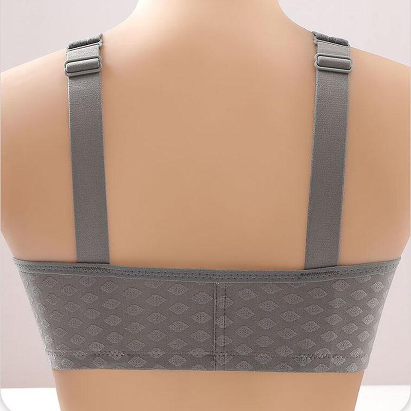 Sujetador de Botón Frontal Anticaída Recogido Sin Aros de Acero Ropa Interior Fina de Talla Grande para Mujer Hebilla de Cuatro Filas Ligero Cómodo Transpirable