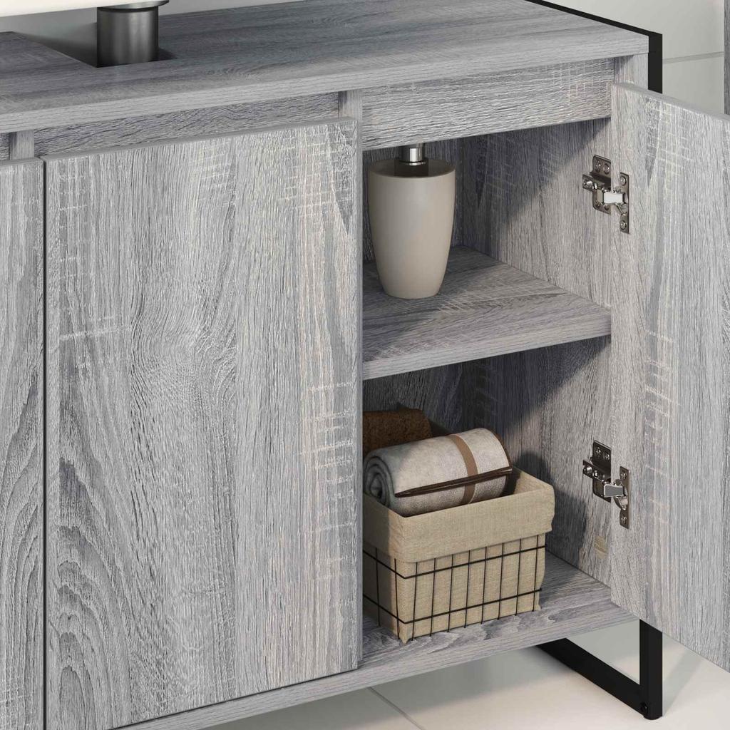 Bathroom Cabinet Grey Sonoma 90 X 30 X 60 Cm Particleboard