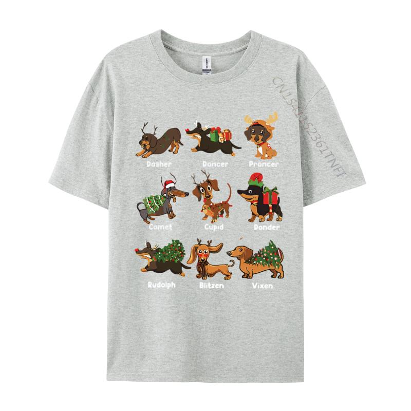 2025 New Christmas Deer Dachshund Xmas T Shirt Festive Graphic Tee Cotton Mens Top Holiday Sweater Alternative XS Size