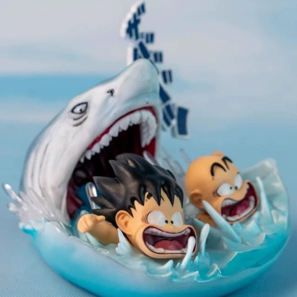 6.5cm/2.6in Anime Dragon Ball Z Son Goku Krillin Shark Attack Water Escape Figure Collectible DBZ Action Figure
