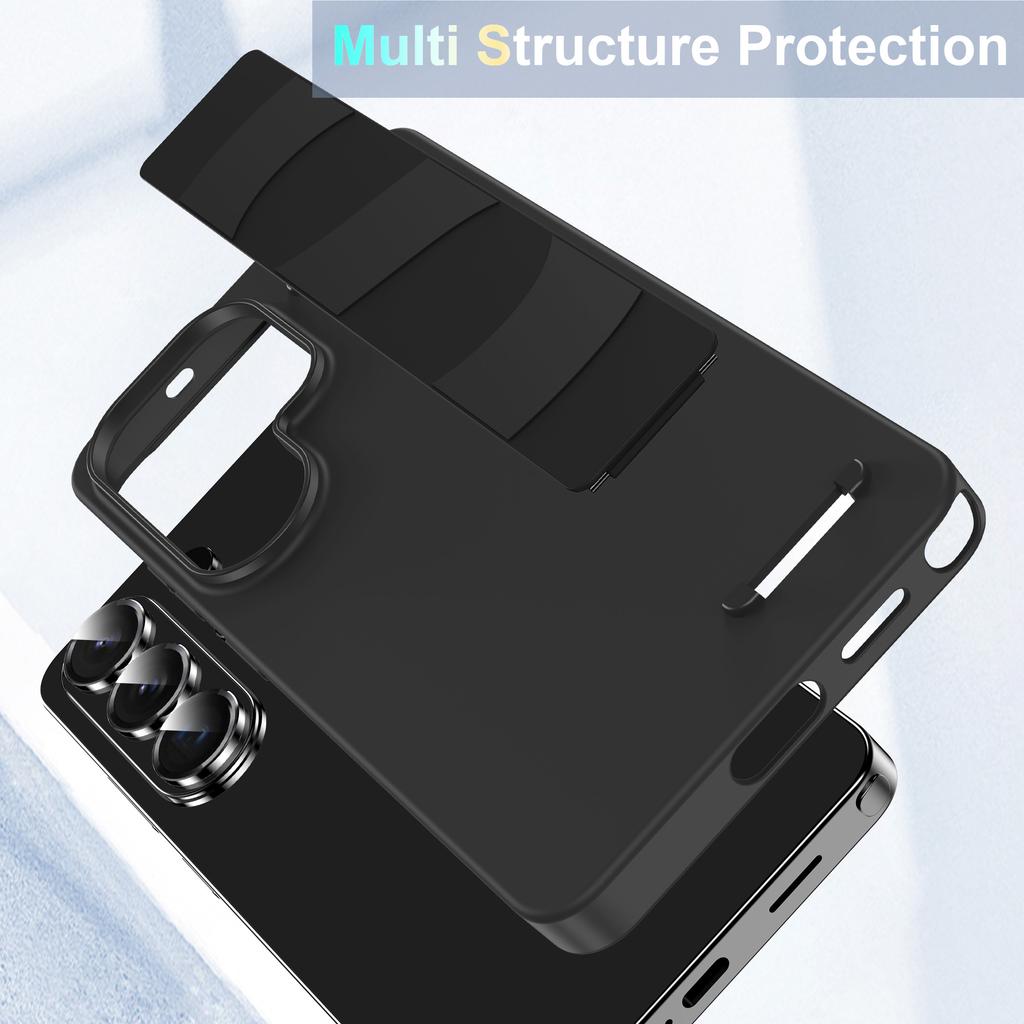 Silicone Elastic Wristband Grip Phone Case For Samsung Galaxy S26 S25 Edge S24 S23 Ultra Plus Matte Hard PC Shockproof Cover