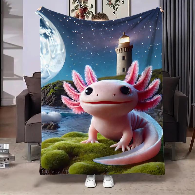 8 Sizes Cute Axolotl Printed Blanket Warm Soft and Comfortable Home Travel Blanket Sofa Bedding Cover Blanket Kids Gamer Gift