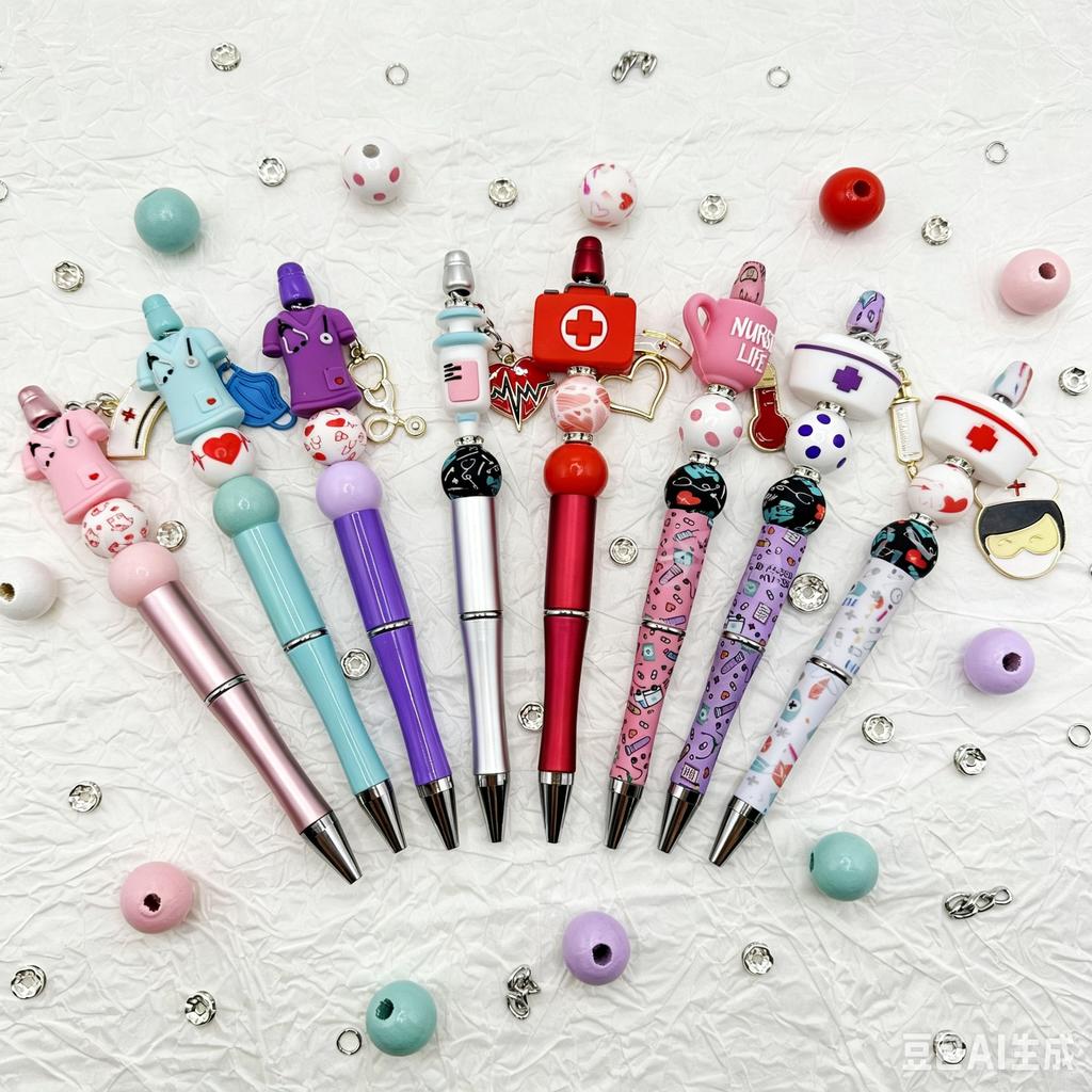 Butterfly and heart handmade beaded small gift ballpoint pen, flower and animal theme DIY beaded pen, ballpoint pen for festive