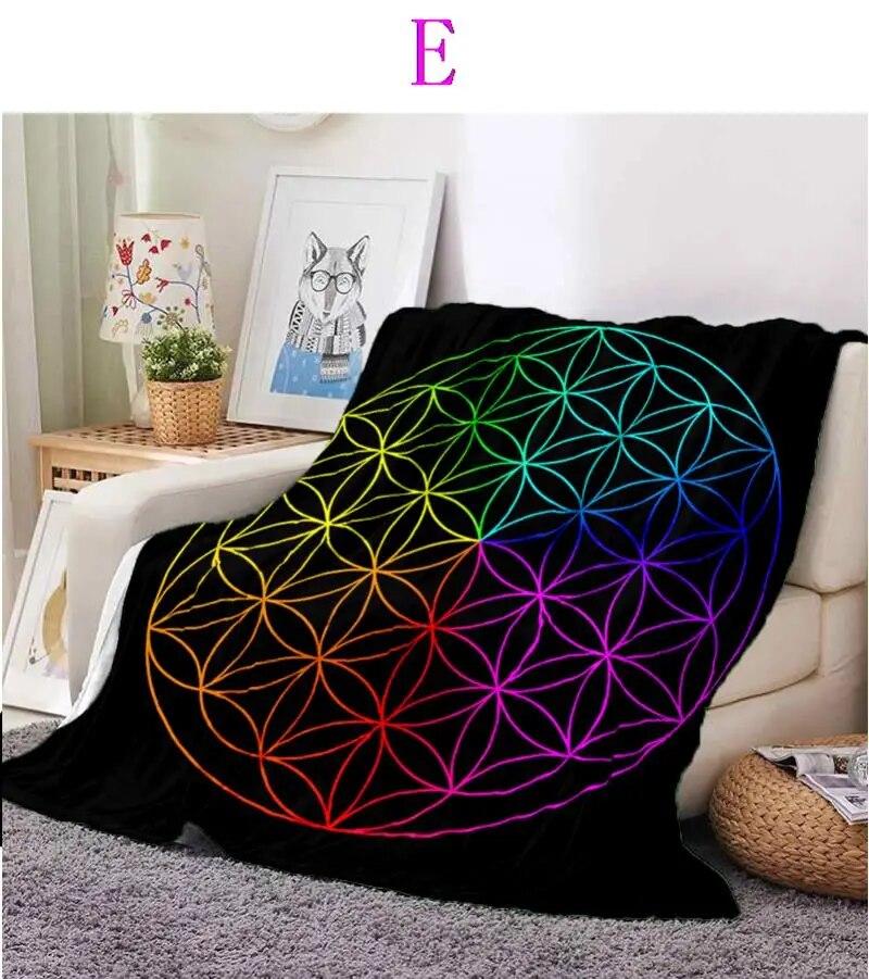 Sacred Planet Geometry Atomite Flower of Life Flannel Warm and Soft Plush Sofa Bed Blanket Throw Blanket   for Picnic