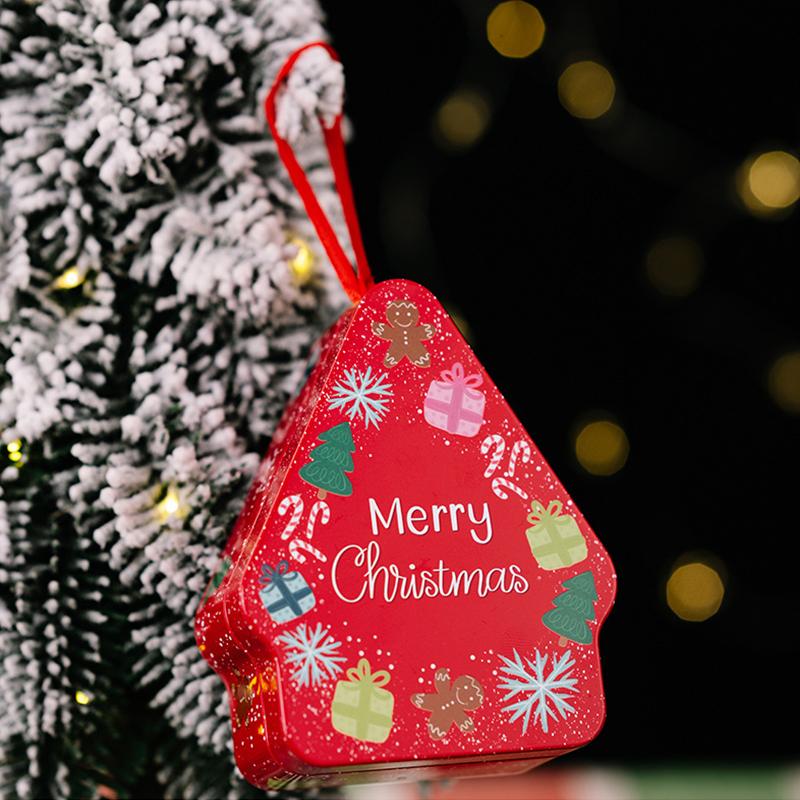 Christmas House Shape Xmas Atmosphere Christmas Decorations Chocolate Jar With Lanyard Cute Candy Box Kids 10.5x8.5x4cm